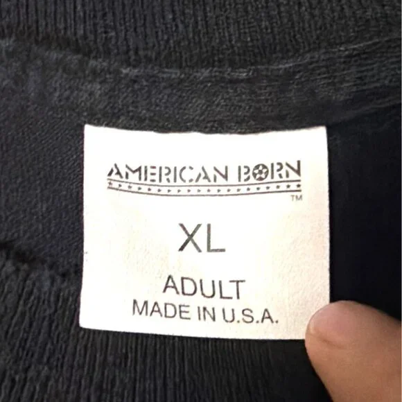 Vintage American Born Black XL Camel Pocket Graphic T-Shirt Made In USA - Picture 3 of 8